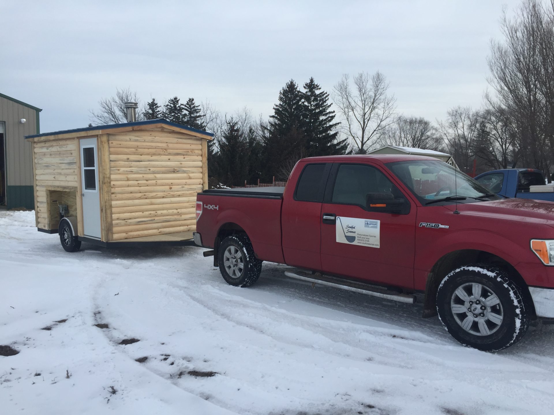 Sauna Rental on trailer with delivery truck